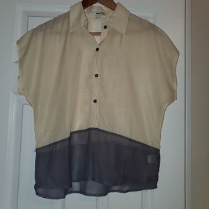 Tan and gray button up